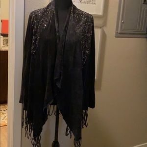 Vocal bling cardigan black acid wash size small